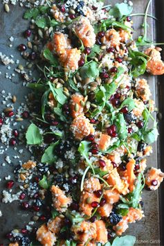 Autumn Quinoa Sweet Potato Arugula Salad