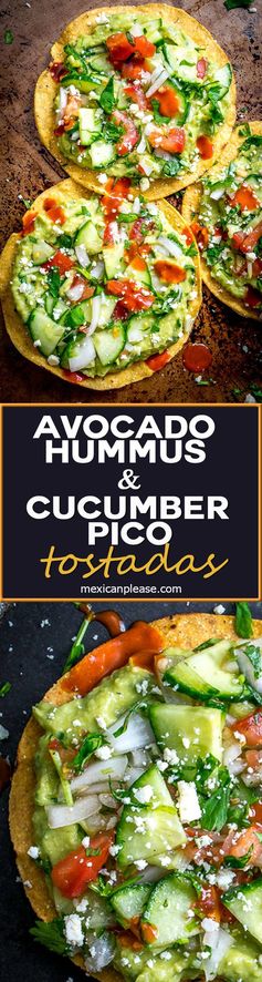 Avocado Hummus and Cucumber Pico Tostadas