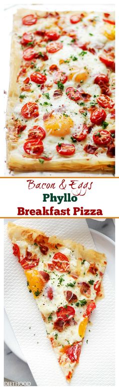Bacon and Eggs Phyllo Breakfast Pizza
