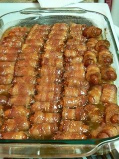 Bacon-Wrapped Smokies with Brown Sugar and Butter