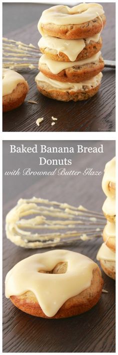 Baked Banana Bread Donuts with Browned Butter Glaze