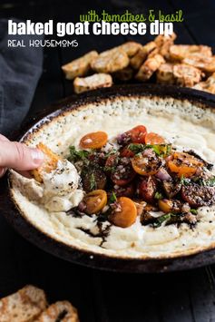 Baked Goat Cheese Dip with Tomatoes and Basil