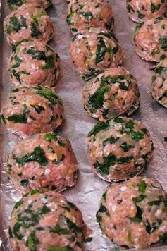 Baked Turkey Meatballs with Spinach