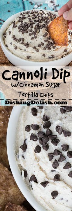 Best Cannoli Dip Ever & Cinnamon Sugar Tortilla Chips