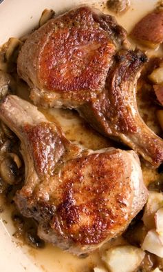 Braised Pork Chops with Lemon Garlic Red Potatoes