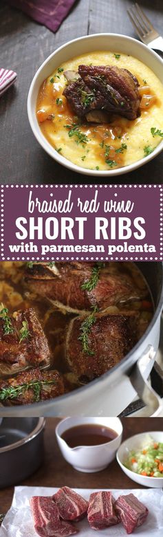 Braised Red Wine Beef Short Ribs with Parmesan Polenta