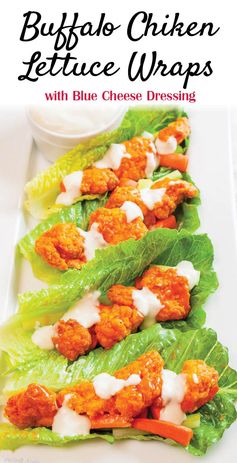 Buffalo Chicken Lettuce Wraps with Blue Cheese Dressing