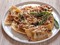Butternut Squash Agnolotti with Brown Butter, Pancetta, Shallots, Sage, and Toasted Pinenuts