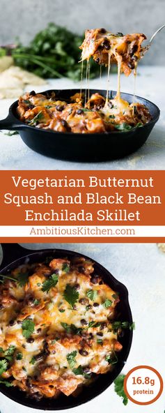 Butternut Squash and Black Bean Enchilada Skillet