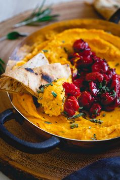 Butternut Squash Goat Cheese Dip with Tart Cherry Compote