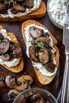 Buttery Garlic Mushroom Toast with Herbed Ricotta Spread