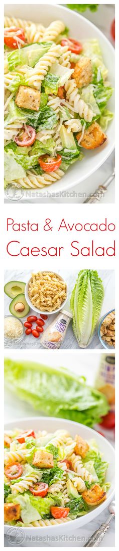Caesar Salad with Pasta and Avocado