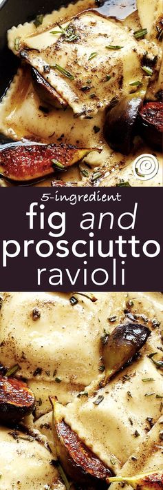 Caramelized Figs and Ravioli with Rosemary Brown Butter & Crispy Prosciutto