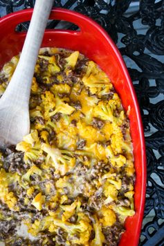 Cauliflower Cheeseburger Casserole