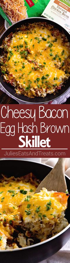 Cheesy Bacon Egg Hash Brown Skillet