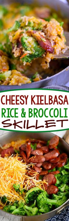 Cheesy Kielbasa, Rice and Broccoli Skillet