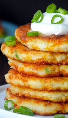 Cheesy Leftover Mashed Potato Pancakes