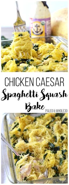 Chicken Caesar Spaghetti Squash Bake