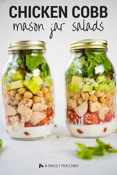 Chicken Cobb Mason Jar Salad (With A Clean Ranch Dressing!