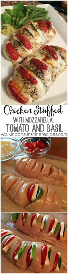 Chicken Stuffed with Mozzarella, Tomato and Basil