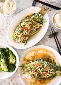 Chinese Steamed Fish with Ginger Shallot Sauce