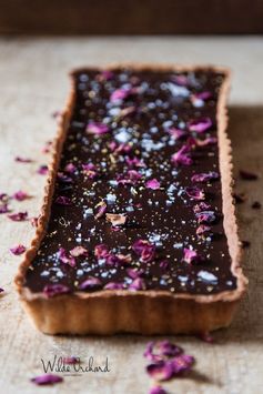 Chocolate Caramel And Rose Tart