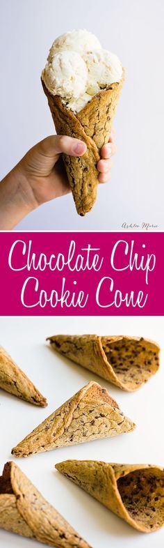 Chocolate Chip Cookie Cone recipe and tutorial