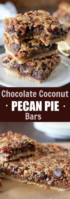 Chocolate Coconut Pecan Pie Bars