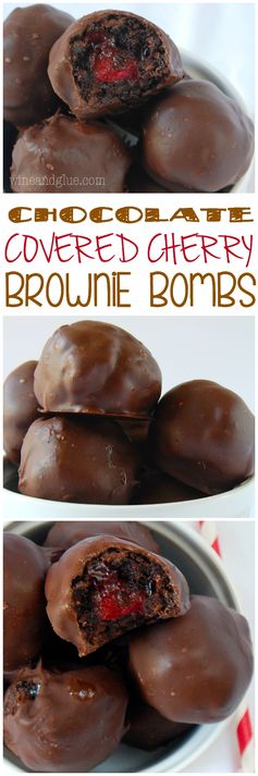 Chocolate Covered Cherry Brownie Bombs