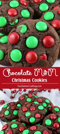 Chocolate M&M Christmas Cookies