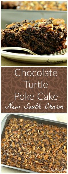 Chocolate Turtle Poke Cake