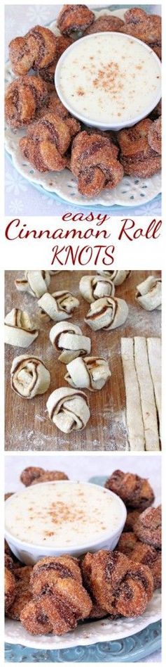 Cinnamon Roll Puff Pastry Knots with Cream Cheese Dip