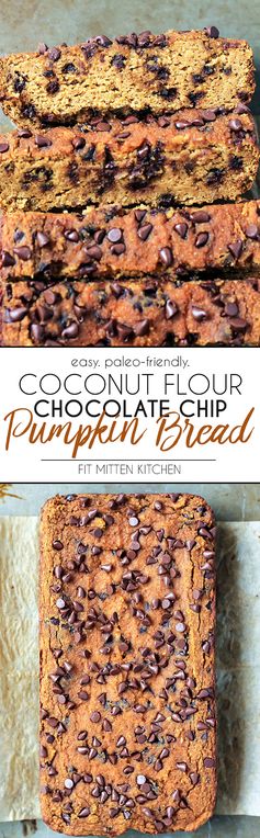 Coconut Flour Pumpkin Bread with Chocolate Chips