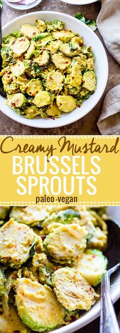 Creamy Mustard Brussels Sprouts Salad (Vegan,Paleo, Pan Fried