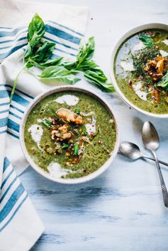 Creamy Vegan Nettles Soup with Kale and Cauliflower