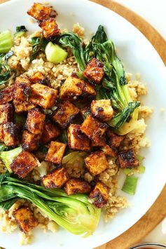 Crispy Peanut Tofu & Cauliflower Rice Stir Fry