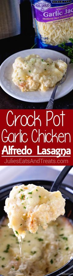 Crock Pot Garlic Chicken Alfredo Lasagna