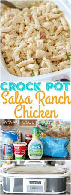 Crock Pot Salsa Ranch Chicken Pasta