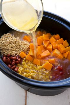 Crockpot Butternut Squash, Chicken, and Quinoa Soup