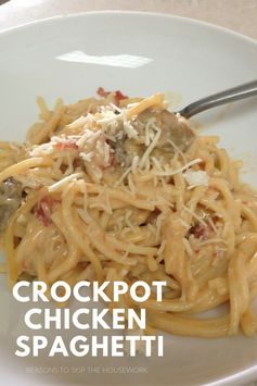 Crockpot Cheesy Chicken Spaghetti