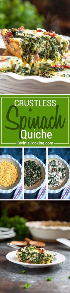 Crustless Spinach Quiche with Ham