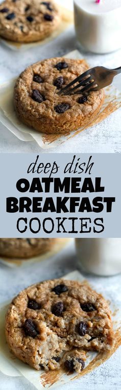 Deep Dish Oatmeal Raisin Breakfast Cookies