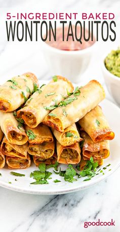 Easy Baked Wonton Chicken Taquitos