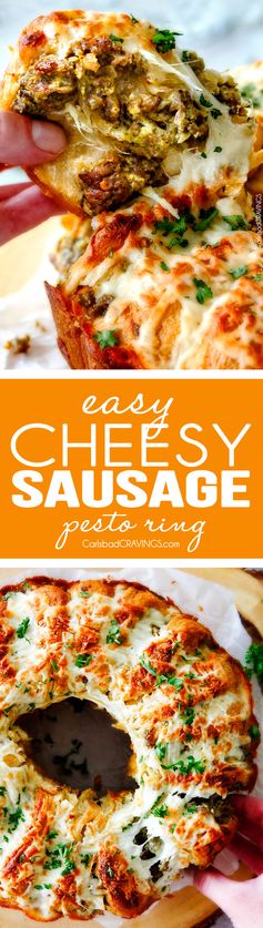 Easy Cheesy Sausage Pesto Ring