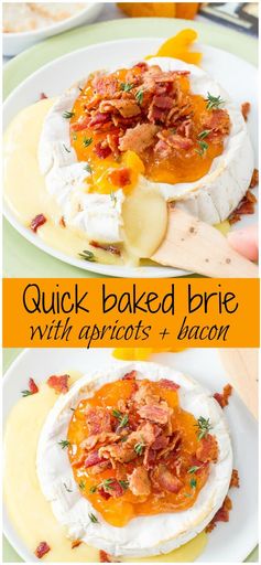 Easy microwave baked brie with apricots + bacon