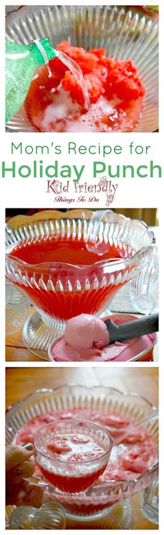 Easy Raspberry Sherbert and Cranberry Holiday Punch