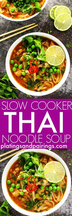 Easy Slow Cooker Thai Chicken Noodle Soup