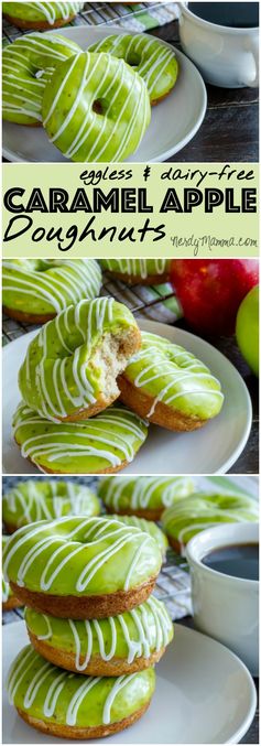 Eggless and Dairy-Free Caramel Apple Doughnuts