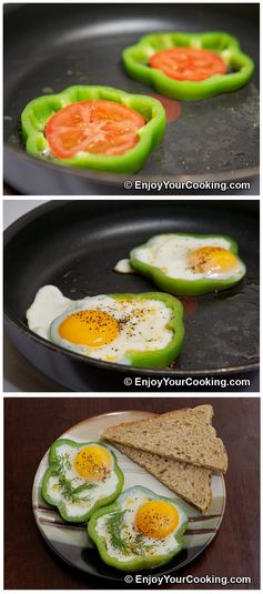 Eggs Fried with Tomato in Bell Pepper Ring