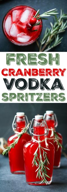 Fresh Cranberry Vodka Spritzers with Rosemary